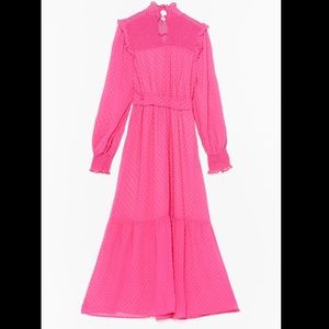Dobby Shirred Midaxi Smock Dress